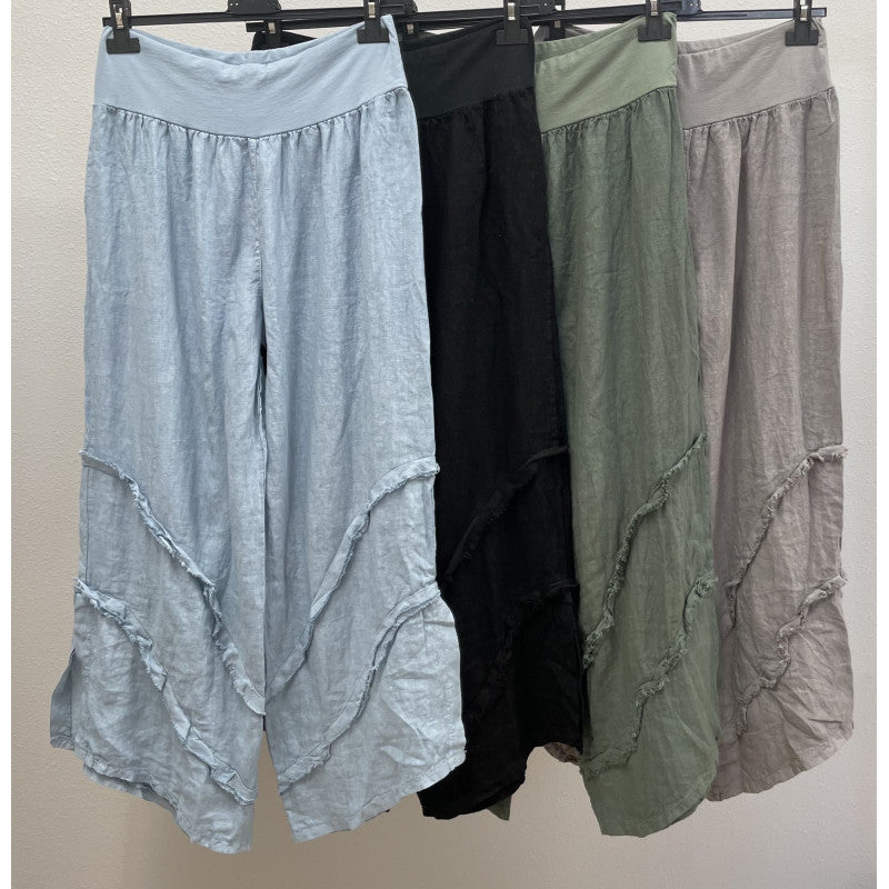 Linen Pants with Detail at Bottom